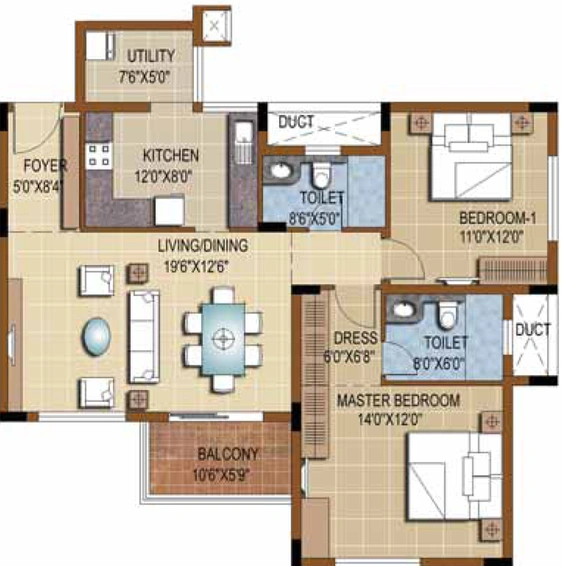 2 BHK Flat in Purva Skydale in Sarjapur, Bangalore - Image 719662