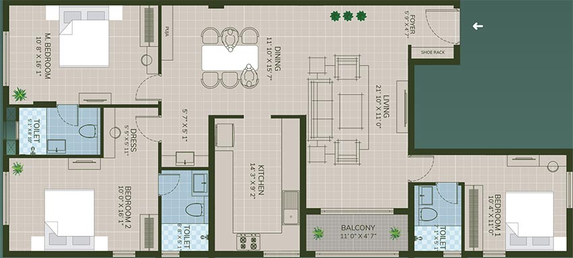3 BHK Flat in Arihant Vipassana in Guindy, Chennai - Image 820370