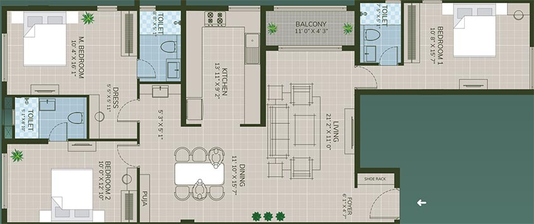 3 BHK Flat in Arihant Vipassana in Guindy, Chennai - Image 820371