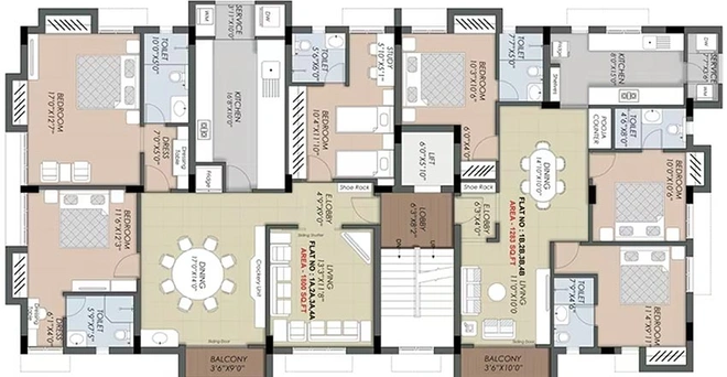 Floor Plan of Newry Spring Residences in Anna Nagar, Chennai - Image 182098