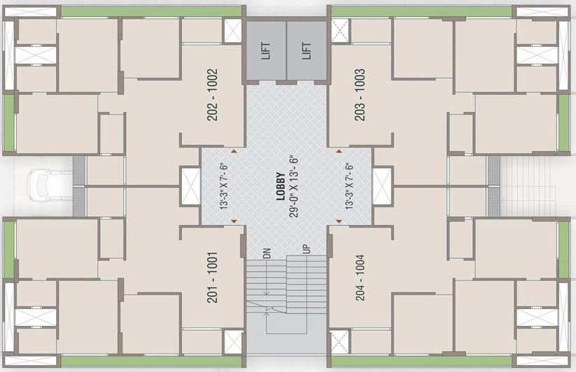 Floor Plan of Ashirwad Meera Skyvue in Raysan, Gandhinagar - Image 107690