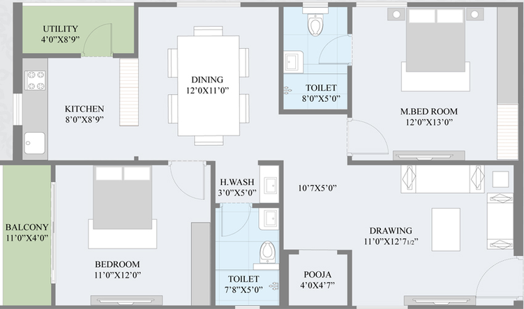 2 BHK Flat in Akruthi Sri Vatsa in Mallampet, Hyderabad - Image 731905