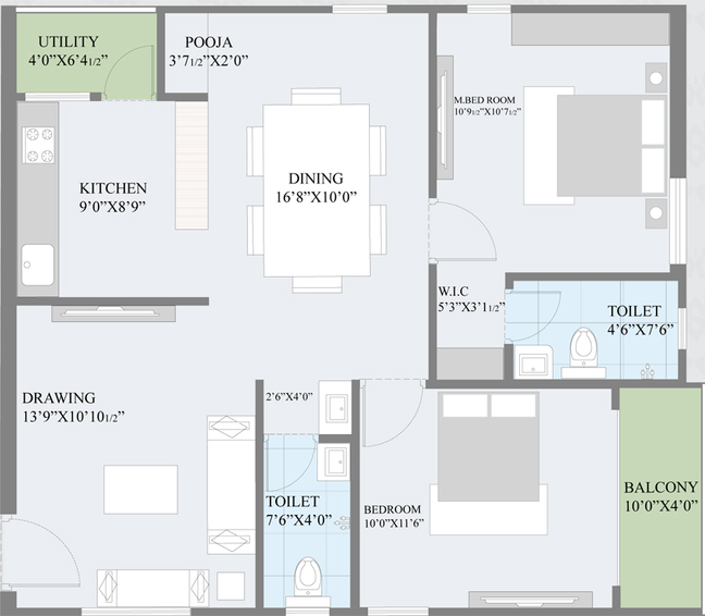 2 BHK Flat in Akruthi Sri Vatsa in Mallampet, Hyderabad - Image 731904