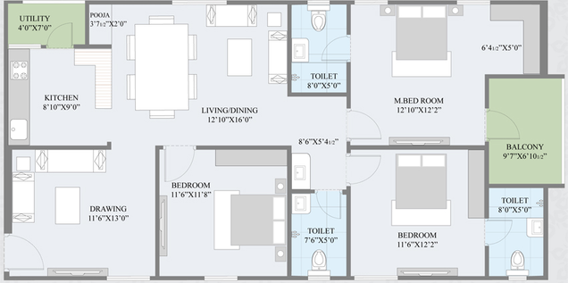 3 BHK Flat in Akruthi Sri Vatsa in Mallampet, Hyderabad - Image 731906