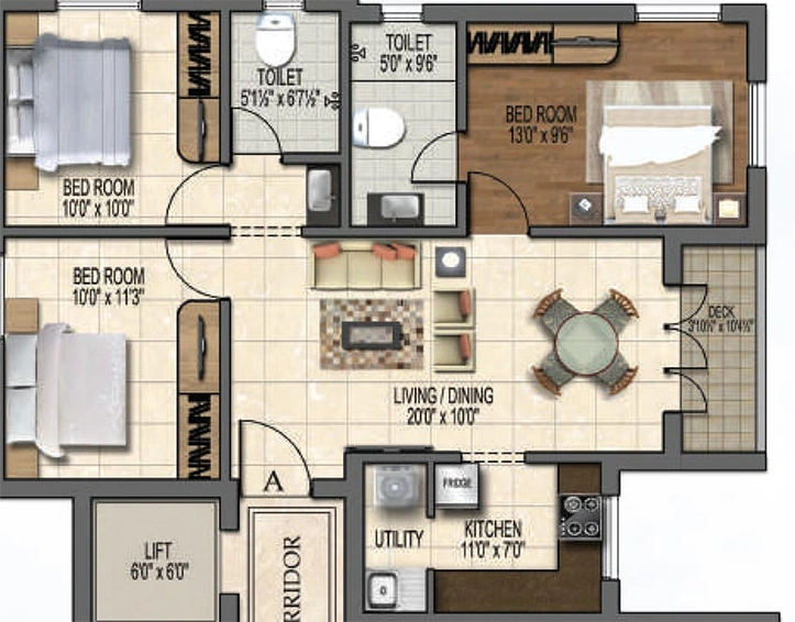 3 BHK Flat in Bluemoon Grandeur in Alandur, Chennai - Image 820383