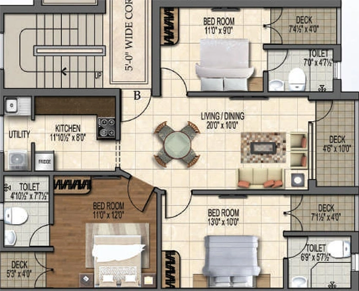 3 BHK Flat in Bluemoon Grandeur in Alandur, Chennai - Image 820384