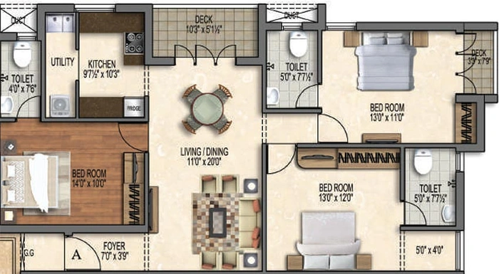 3 BHK Flat in Bluemoon Grandeur in Alandur, Chennai - Image 820386