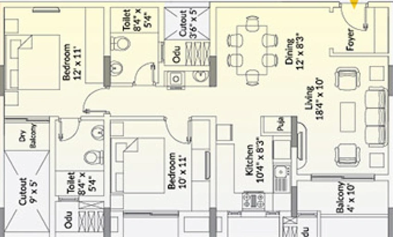 2 BHK Flat in Appaswamy Capella in Vadapalani, Chennai - Image 820341