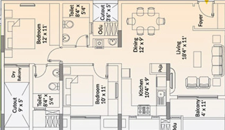 2 BHK Flat in Appaswamy Capella in Vadapalani, Chennai - Image 820342