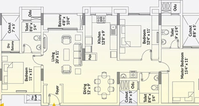 3 BHK Flat in Appaswamy Capella in Vadapalani, Chennai - Image 820343