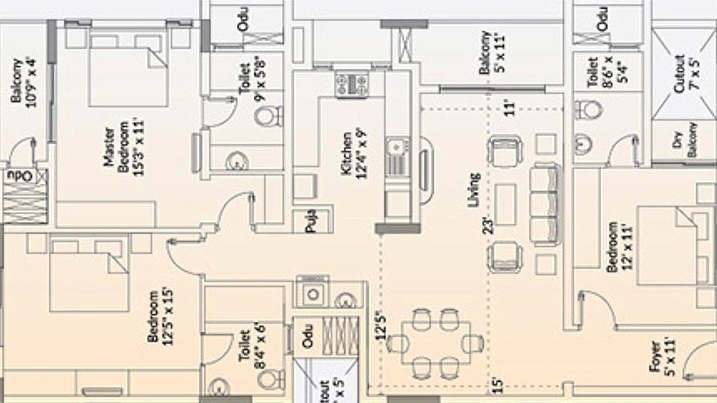 3 BHK Flat in Appaswamy Capella in Vadapalani, Chennai - Image 820344