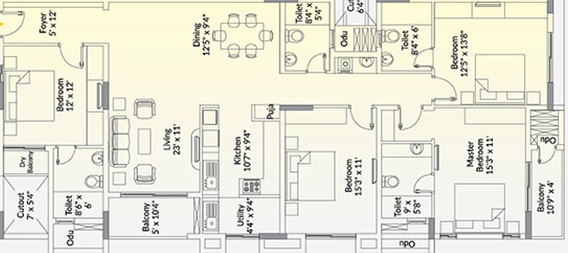 4 BHK Flat in Appaswamy Capella in Vadapalani, Chennai - Image 820346