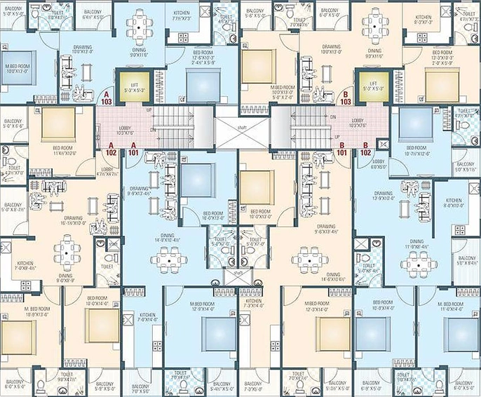 Floor Plan of Aradhana Bhavyaa Glory in Jagatpura, Jaipur - Image 173121