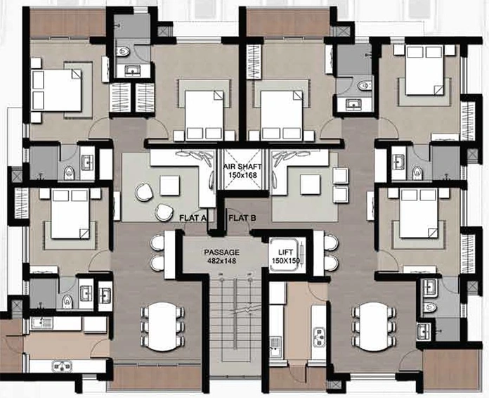 Floor Plan of Sreerosh Gardenia in Kilpauk, Chennai - Image 181182