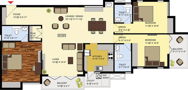 3 BHK Flat in Vikaan Sai Bhuvi in Saidapet, Chennai - Image 820199