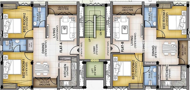 Floor Plan of Prop Lotus in West Mambalam, Chennai - Image 181092
