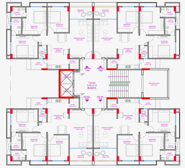 Floor Plan of Landmark Vaidehi Elysium in Vavol, Gandhinagar - Image 107806