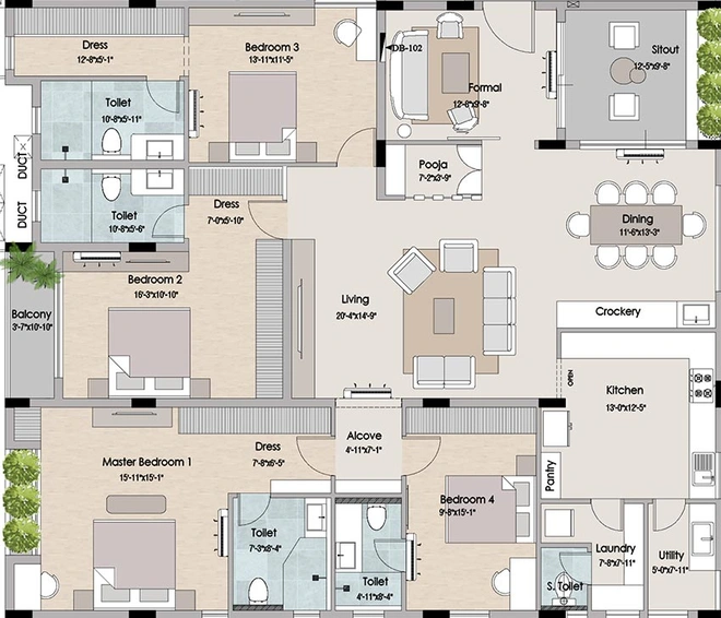 4 BHK Flat in Interspace Krishna Kripa in Kilpauk, Chennai - Image 820022