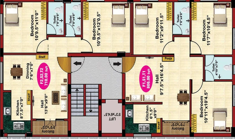 Floor Plan of JKB Sri Dwaraka in Valasaravakkam, Chennai - Image 180279