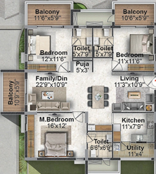 3 BHK Flat in Gamut Saraa City in Attapur, Hyderabad - Image 718346