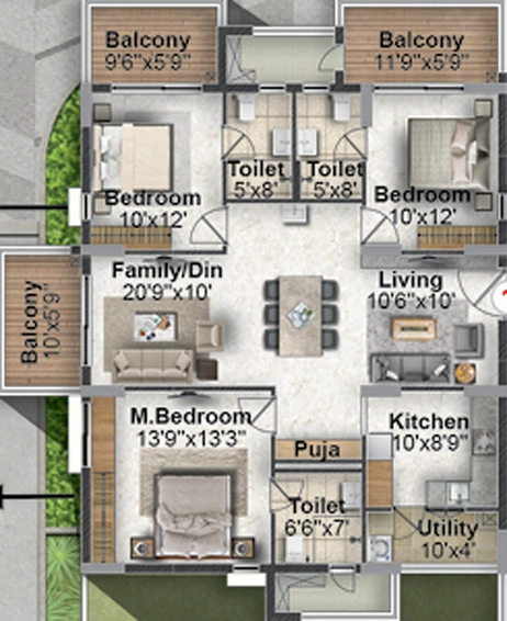 3 BHK Flat in Gamut Saraa City in Attapur, Hyderabad - Image 718345