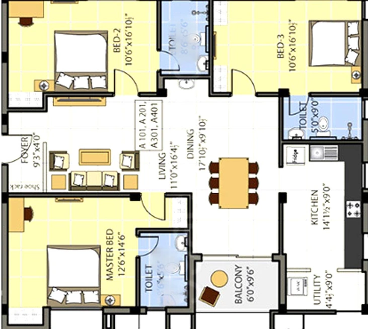 3 BHK Flat in RMK Chola Gardens in Thiruverkadu, Chennai - Image 819907