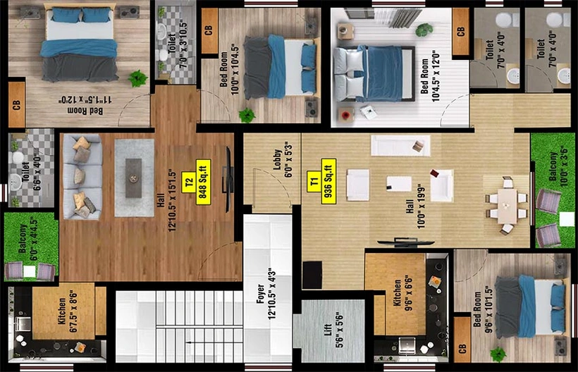 Floor Plan of Bharathi Sai Silver Spring in Pammal, Chennai - Image 180778
