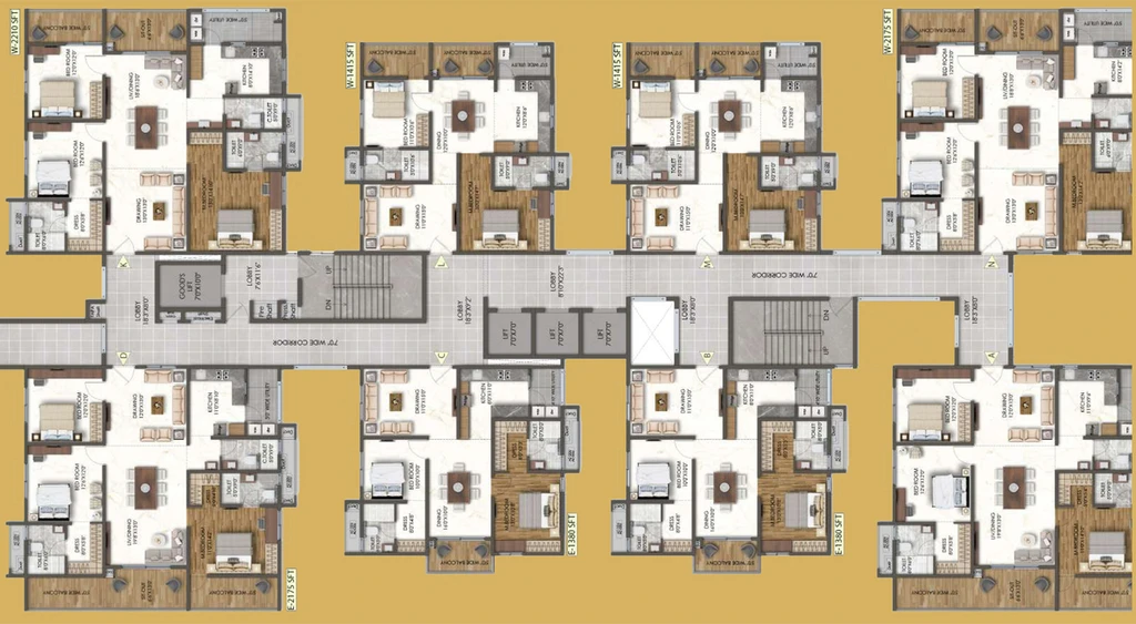 Floor Plan of Jains Central Park East in Narapally, Hyderabad - Image 108312