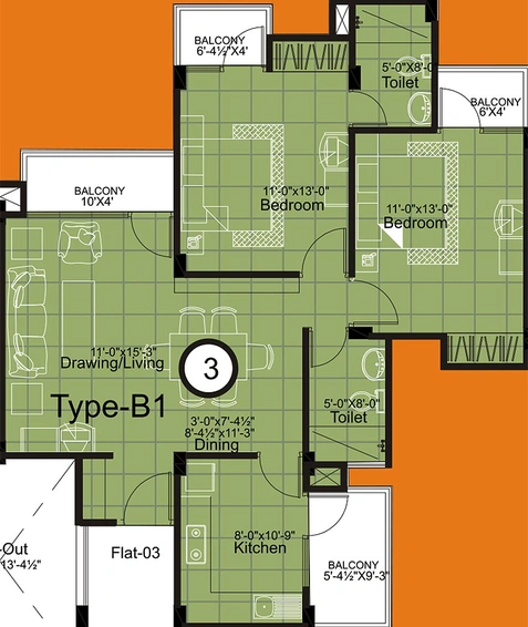 2 BHK Flat in Unique Towers in Jagatpura, Jaipur - Image 816131