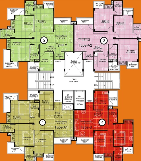 Floor Plan of Unique Towers in Jagatpura, Jaipur - Image 169268