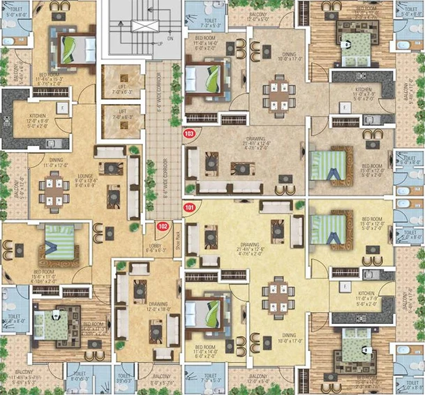Floor Plan of SDC Degra Height in Bani Park, Jaipur - Image 172346