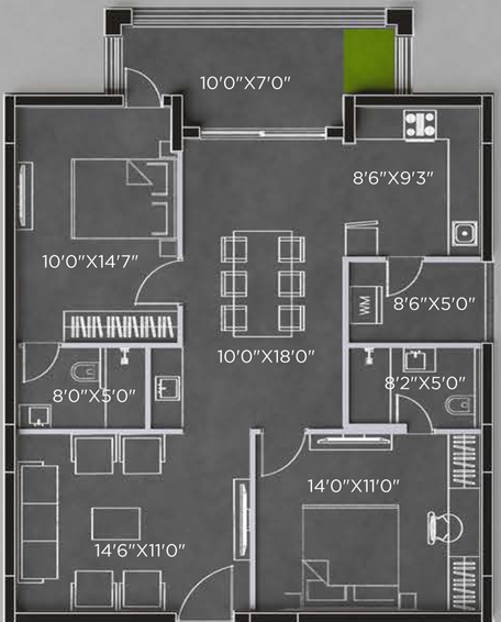 2 BHK Flat in Bricks Cyber Woods in Osman Nagar, Hyderabad - Image 719978