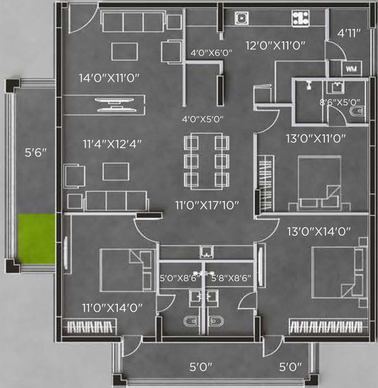 3 BHK Flat in Bricks Cyber Woods in Osman Nagar, Hyderabad - Image 719982