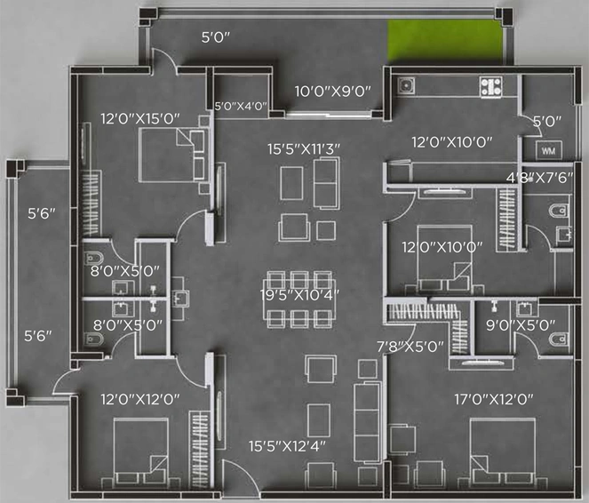 4 BHK Flat in Bricks Cyber Woods in Osman Nagar, Hyderabad - Image 719983