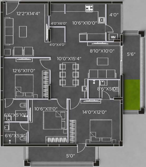 3 BHK Flat in Bricks Cyber Woods in Osman Nagar, Hyderabad - Image 719981