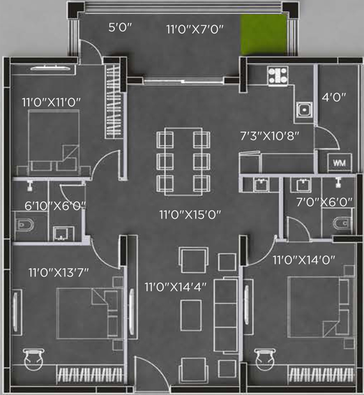 5 BHK Flat in Bricks Cyber Woods in Osman Nagar, Hyderabad - Image 719979