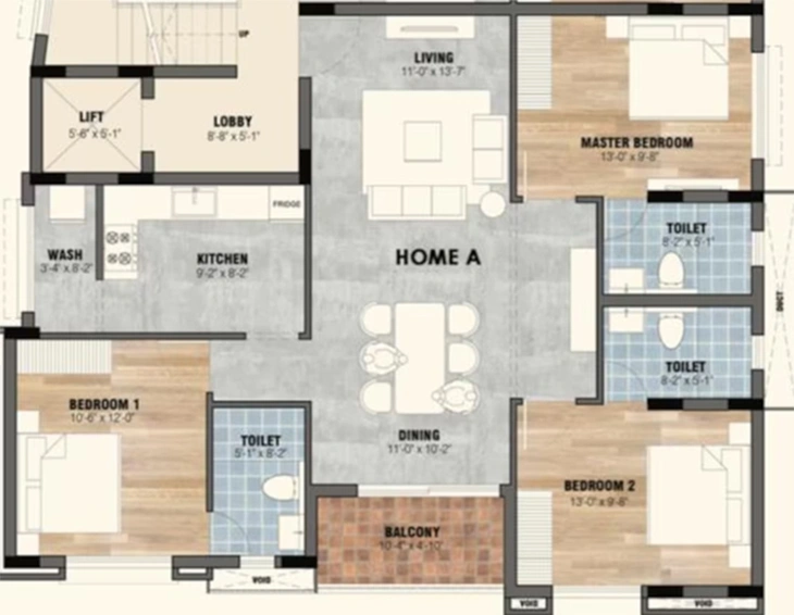 3 BHK Flat in Akshaya Vriksham in Adyar, Chennai - Image 822960