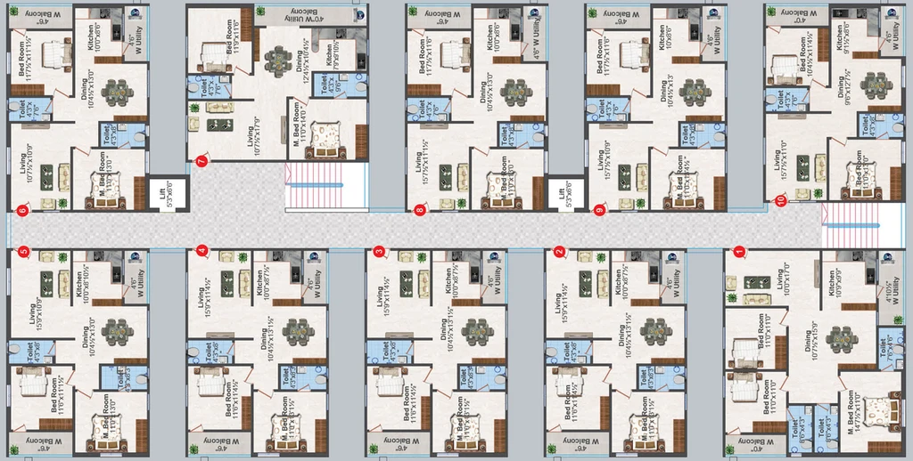 Floor Plan of Lalitha Divine County in Chandanagar, Hyderabad - Image 110450
