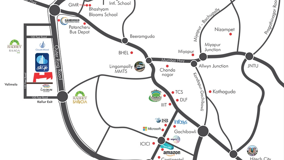 Location of Radhey Skye in Kollur, Hyderabad - Image 397641