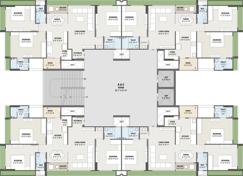Floor Plan of Pavanj Parmeshwar Nilayam in Tragad, Ahmedabad - Image 108475