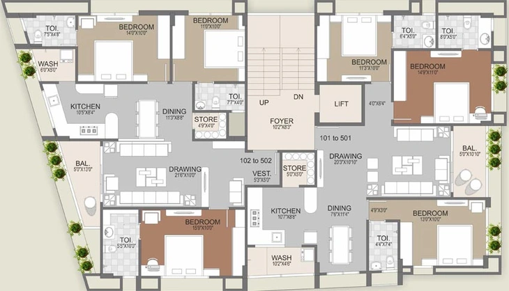 Floor Plan of Mahavir Santerian Vista in Gulbai Tekra, Ahmedabad - Image 108501