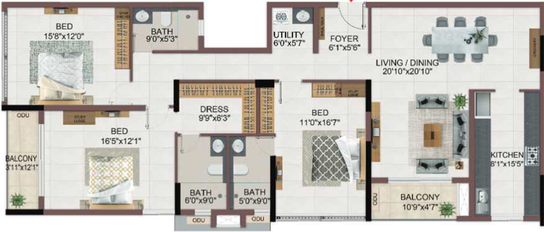 3 BHK Flat in Casagrand Dior in Kilpauk, Chennai - Image 720622