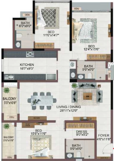 3 BHK Flat in Casagrand Dior in Kilpauk, Chennai - Image 720621