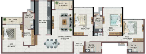 4 BHK Flat in Casagrand Dior in Kilpauk, Chennai - Image 720623