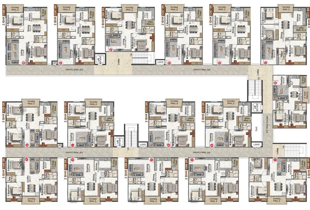 Floor Plan of Fortune Greenhomes Sapphire in Tellapur, Hyderabad - Image 110479