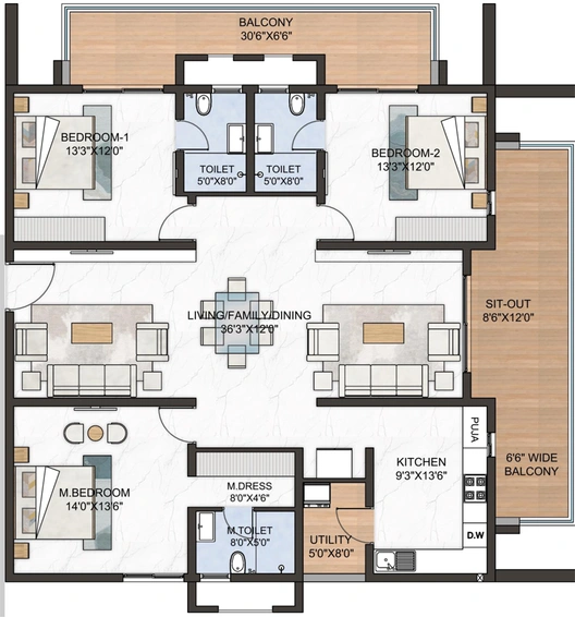3 BHK Flat in Green Space Marvel in Manikonda, Hyderabad - Image 720817
