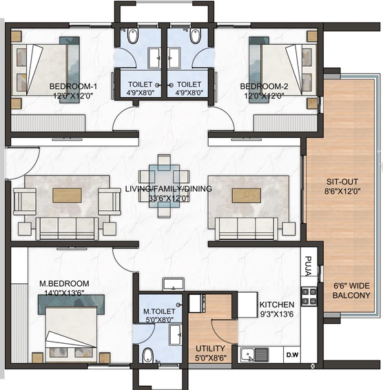 3 BHK Flat in Green Space Marvel in Manikonda, Hyderabad - Image 720816