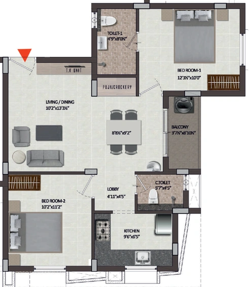2 BHK Flat in Isha Pokkisham in Perumbakkam, Chennai - Image 800085