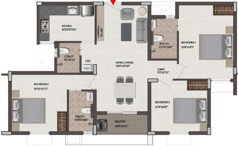 3 BHK Flat in Isha Pokkisham in Perumbakkam, Chennai - Image 800087