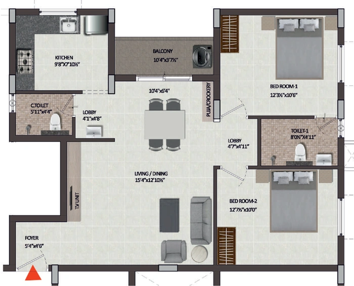 2 BHK Flat in Isha Pokkisham in Perumbakkam, Chennai - Image 800086